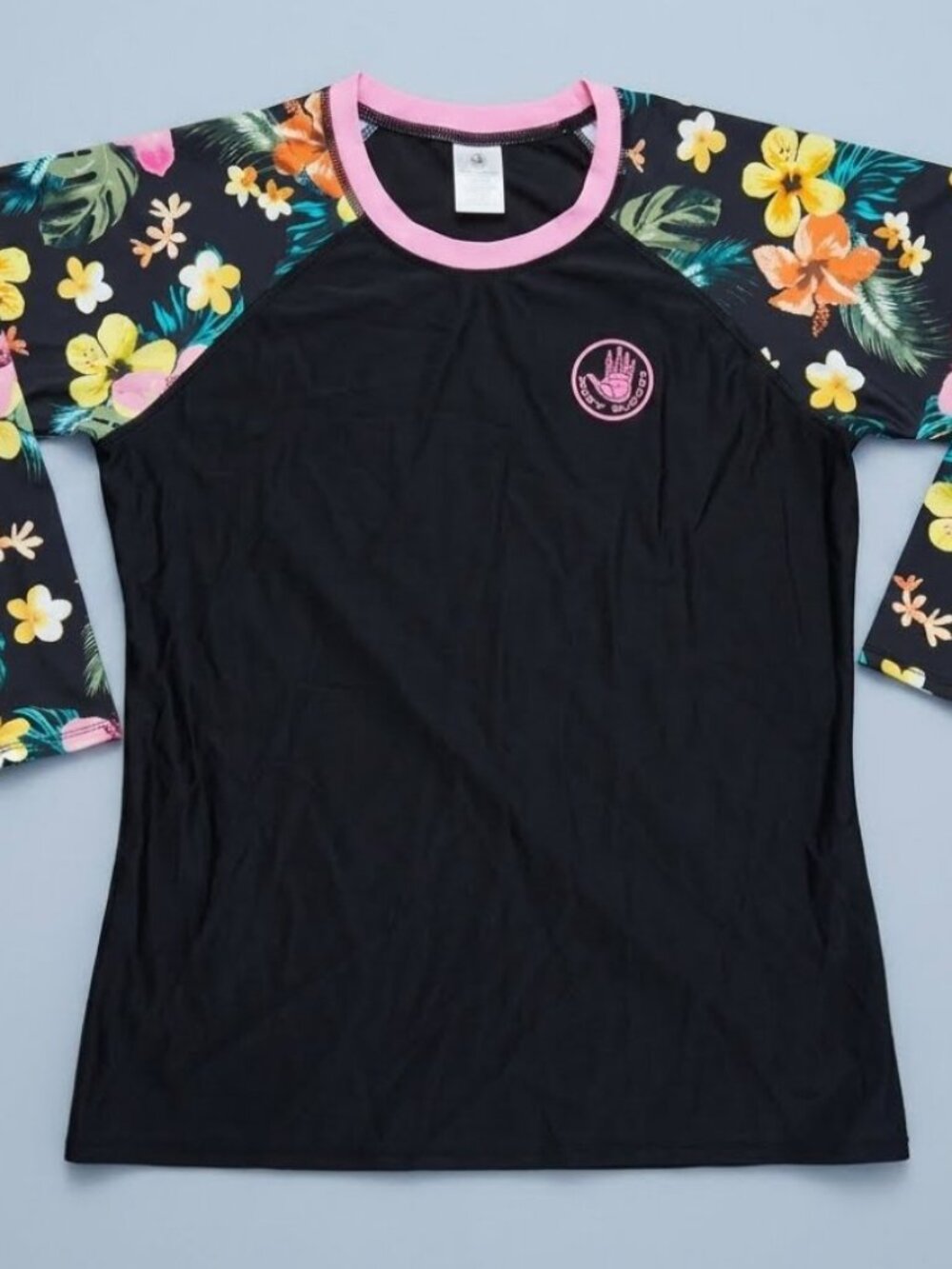 Women's XL Body Glove Black & Tropical Floral Print Rashguard Sz XL